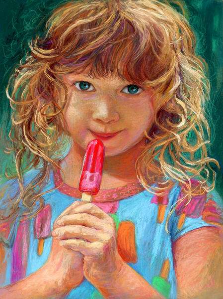 Popsicle: 12 x 9 inches, soft pastel on pastelbord