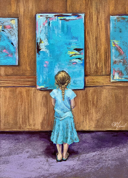 Young Connoisseur: 14 x 11 inches, soft pastel painting on paper
