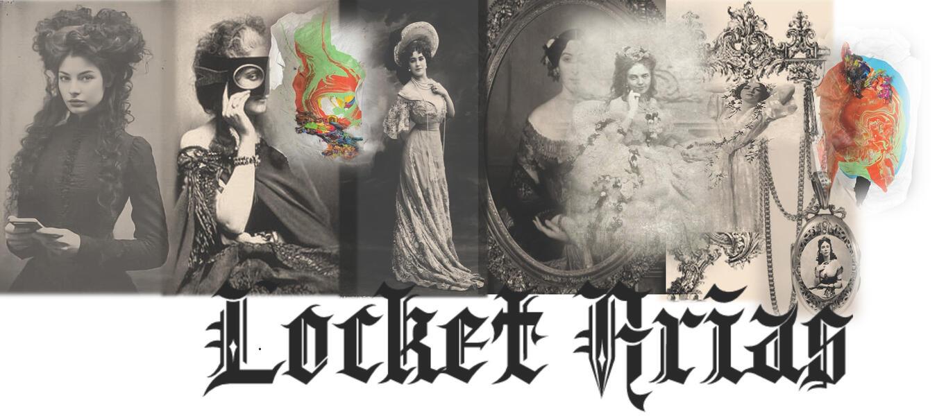 LOCKET ARIAS banner with painting dollops by Ruth Margraff