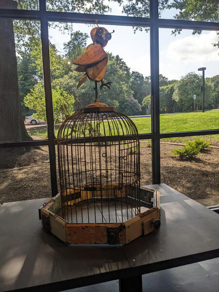 Octogenarian assemblage by Mary Opasik at the entrance/exit