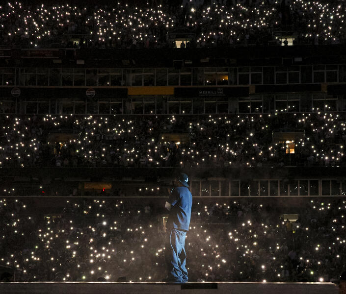 Kendrick Lamar Performing at Northwestern Stadium in 2025