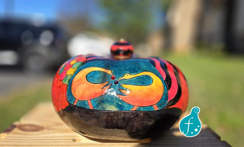 Sankofa Covered Gourd Bowl