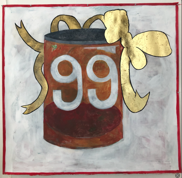 99c, tempera, acrylic, gold leaf on paper, 43.0 x 40.0 inches