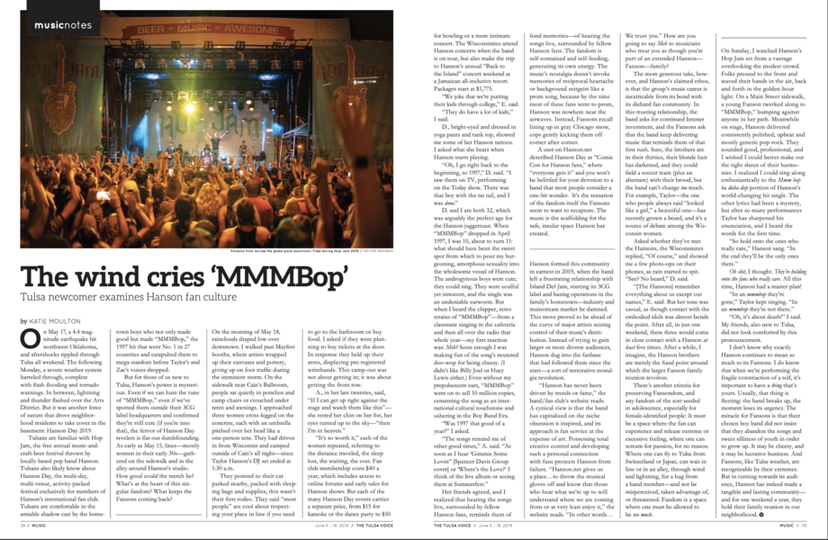 The Wind Cries MmmBop! feature on Hanson-mania, Tulsa Voice, 2019