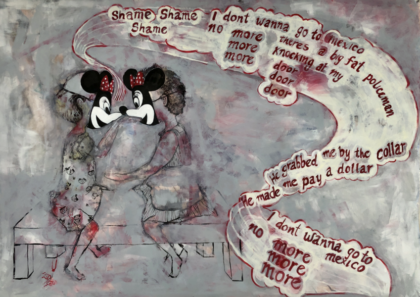 Shame, Shame, Shame, tempera on paper, 43.0 x 60.0 inches