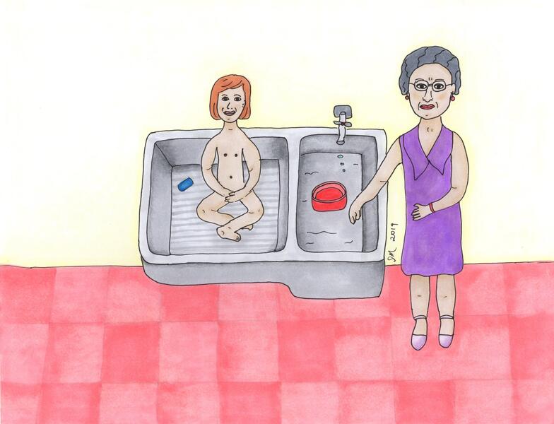 bathtime en la pila with Mamita in Managua