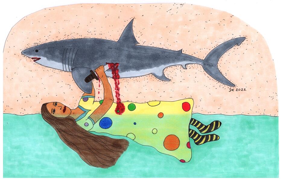 killing the shark with the knife my grandpa gave me