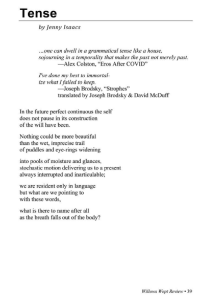 Tense - Willows Wept Review, Issue 38, Fall 2025