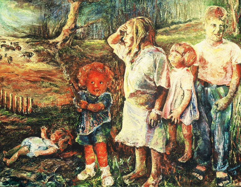 Who Are You? Children? 2002 48 x 62 x 1.5, oil on canvas