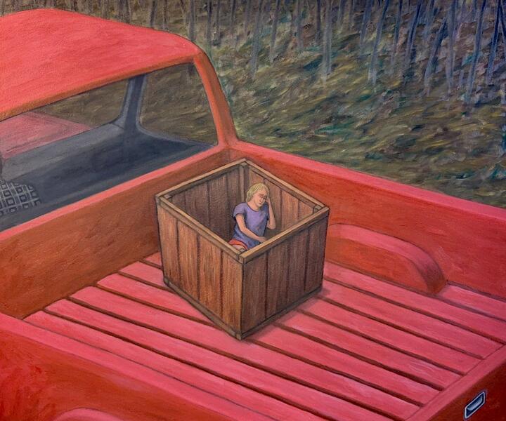 Young Girl Sleeping in a Box