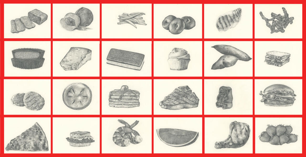 Big Value Exhibition, studies for Still Life (Grocery Series), 6.0 x 8.0 inches, graphite on paper