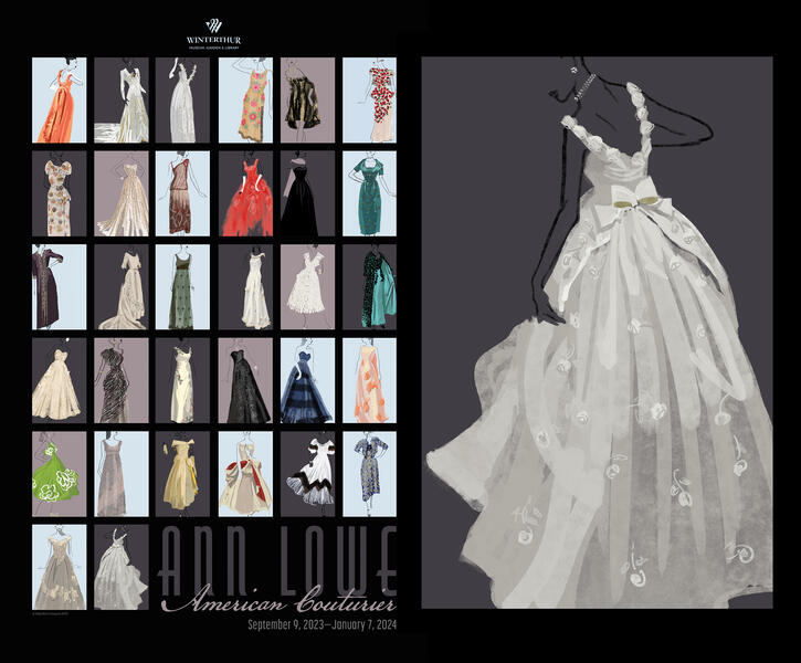 Fashion Illustrations for Ann Lowe: American Couturier retrospective exhibit at Winterthur Museum, Garden, & Library