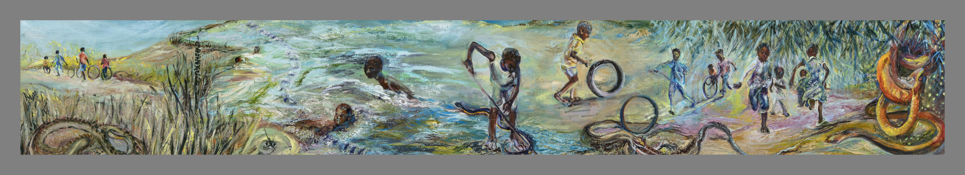  Renewal:Snakes, 15.5 x 115.5 x 1, oil on canvas, 2025