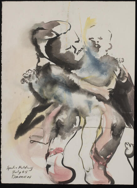 Spastic Holding: Holding Baby Valentine, 2005, 30 x 22, Chinese ink, watercolor on paper