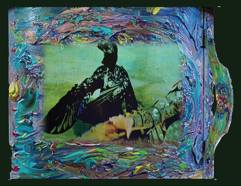 back of poster with painting and design by Ruth Margraff