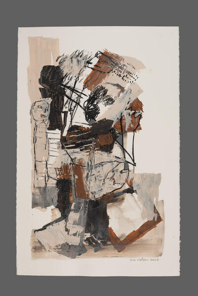 A Woman's Odyssey 7, 40x26 acrylic+charcoal on paper, 2025