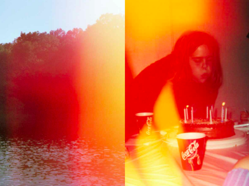 Spread from the book featuring Caitlyn Blowing Out Her Birthday Candles, 2002