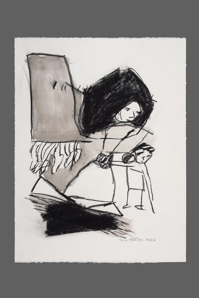 Twitching Toes, 22x20, Charcoal on Paper, 2025