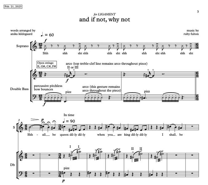 Sample of notation from the score to and if not, why not