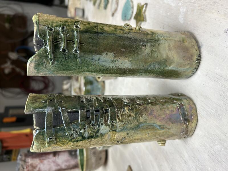 Small raku bud vases