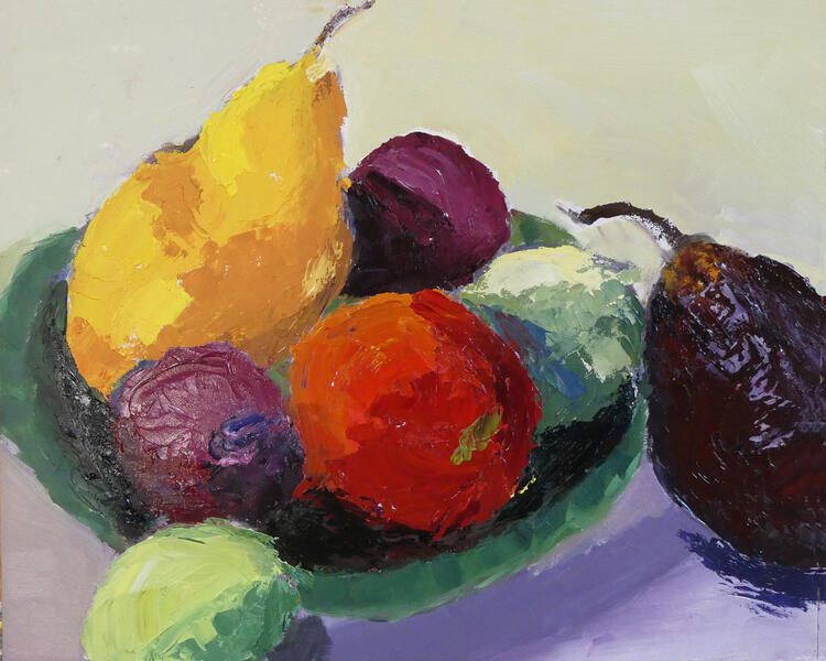 Fruit on a Green Plate