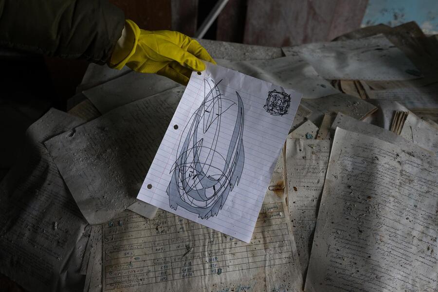 Untitled drawing in Chernobyl Papers, group show by New Scenario (Pripyat, UA and online)