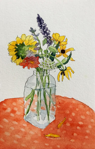 Wildflowers in a Glass Jar