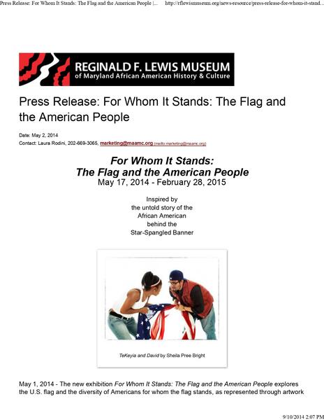 Historical / National Touchscreen Exhibit A: For Whom It Stands at the Reginald F. Lewis Museum of Maryland African American History & Culture, featuring Music Curations by Shodekeh, 2013 - 2014.