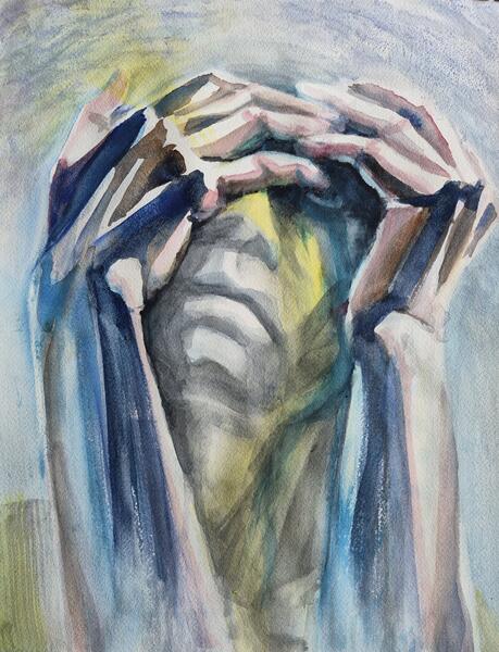 The hands covering a face - III