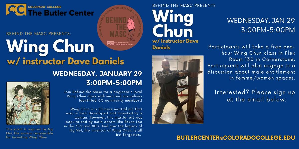 Anti-Racist Creative Interventions Exhibit B (Martial Arts + Community Outreach): Behind the Masc Wing Chun Master Class with instructor Dave Daniels in collaboration with the Butler Center, 2025.