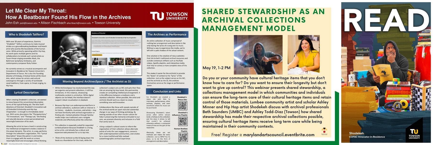 Living Archive Capsule II (Provenance Methods): Let Me Clear My Throat: How A Beatboxer Found His Flow In The Archives by John Esh & Allison Fischbach for the Mid-Atlantic Regional Archives Conference & Shared Stewardship with the MSAC, 2021.