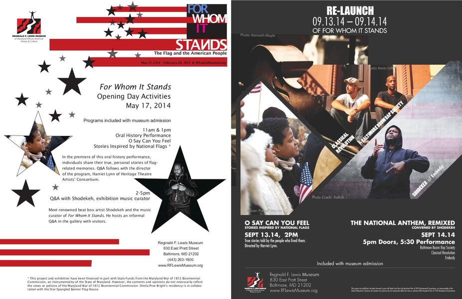 Historiography / Reification File IV (Historical Contingencies): Shodekeh's Opening Day + Star Spangled Banner kiosk presentation as Music Curator for For Whom It Stands & The National Anthem Remixed at the Reginald F. Lewis Museum, 2014.