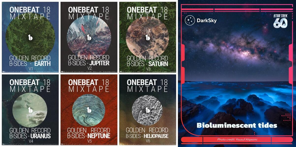 Astromusical Time Capsule V (Embodied Time): The One Beat Golden Record B-Sides Mixtape, featuring Shodekeh. Released by Bang on a Can, 2018. This composition later inspired Shodekeh to register as an official advocate of Dark Sky International in 2024.