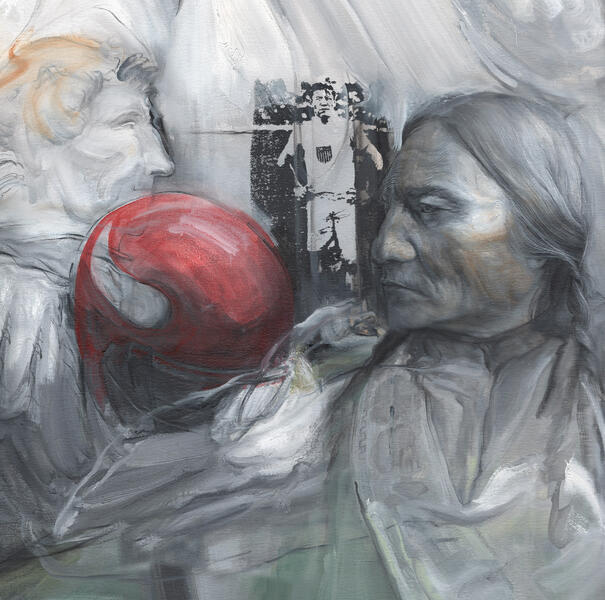 [detail] Study for the Capitol Rotunda (Panel 3 - Daniel Boone / Sitting Bull)