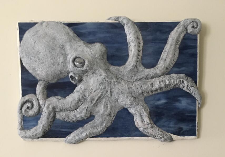 Grey Octopus Relief Sculpture