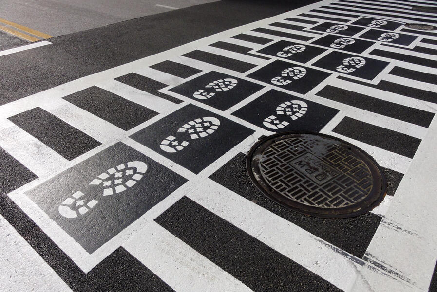 Hopscotch Crosswalk Colossus - boot prints