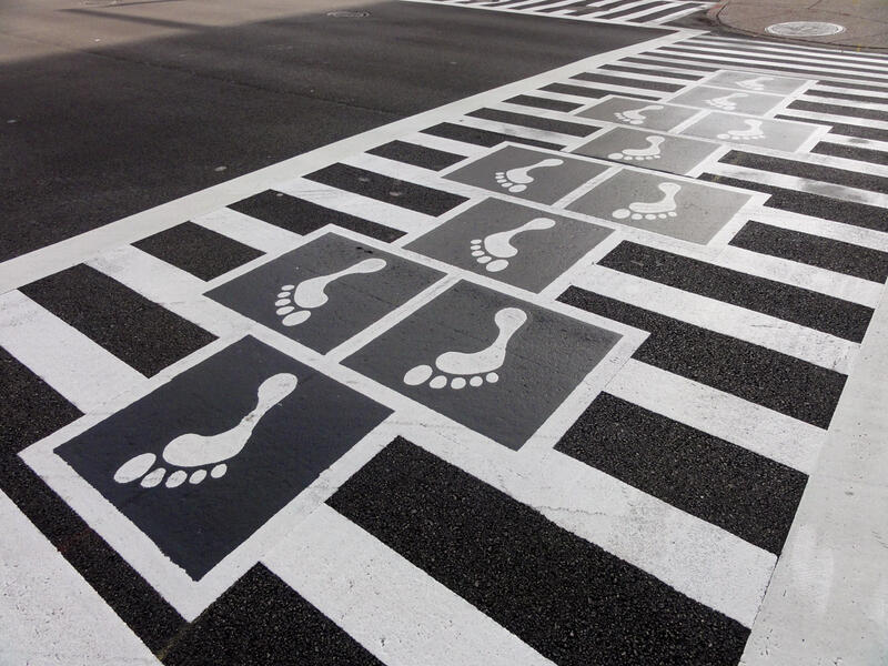 Hopscotch Crosswalk Colossus - foot prints