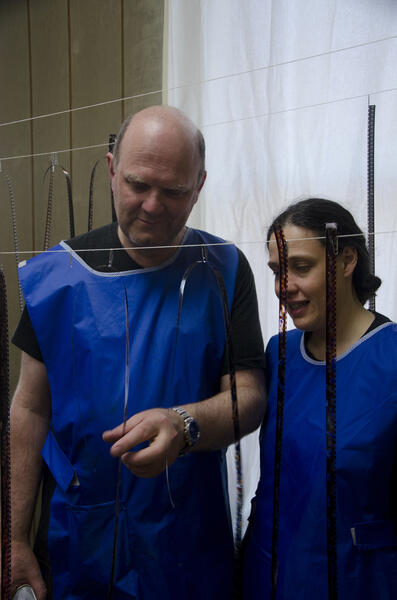 Instructors, Richard Tuohy & Dianna Barrie inspect the film 