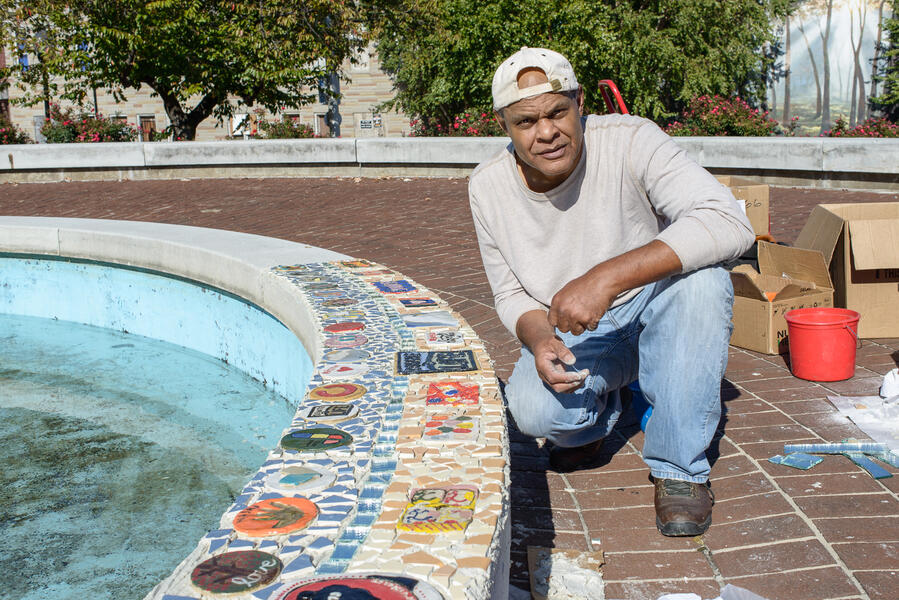 Mr. Herb by the Pennsylvania Triangle Fountain, Baltimore, Maryland, 2015