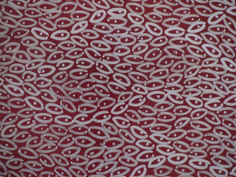Detail of Silver Rectangle on Dark Red