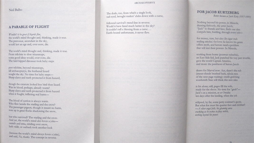 Two poems from Archaeopteryx: the Newman Journal of Ideas, 2012.