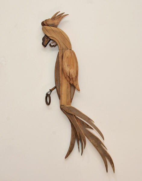 found objects, wall assemblage, birds, repurposed, mixed media