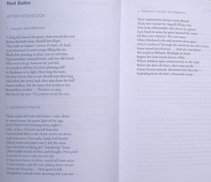 Poems inspired by Alfred Hitchcock's Vertigo and The Birds