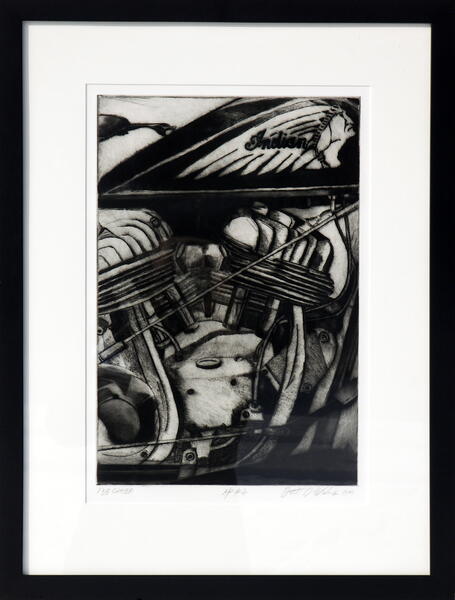 Mezzotint Indian Motorcycle by Brett Stuart Wilson