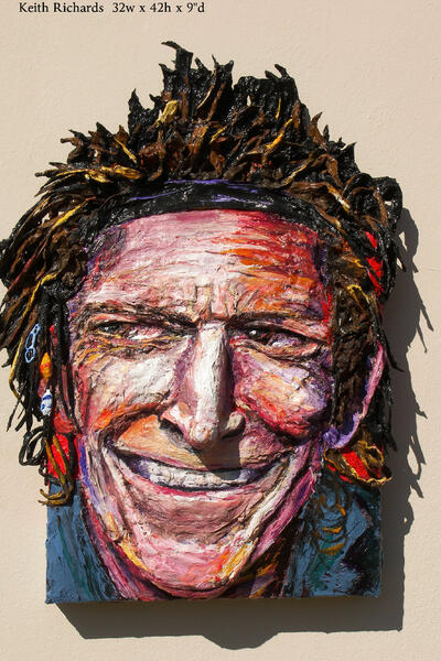 Built-Out Portrait of Keith Richards by Artist Brett Stuart Wilson