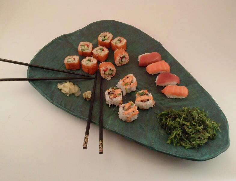 Leaf Platter with Sushi