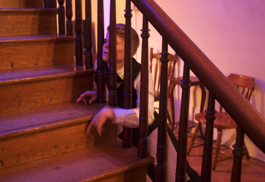 Production Photograph: Stuck in the Banister