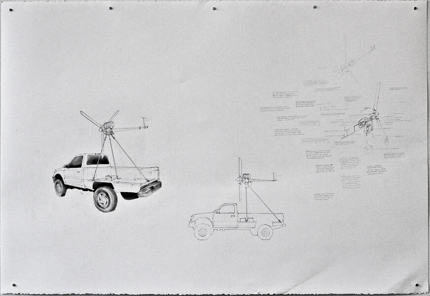 A Modest Proposal for a Current Future 1 (Wind Turbine in the Bed of a Pickup Truck)