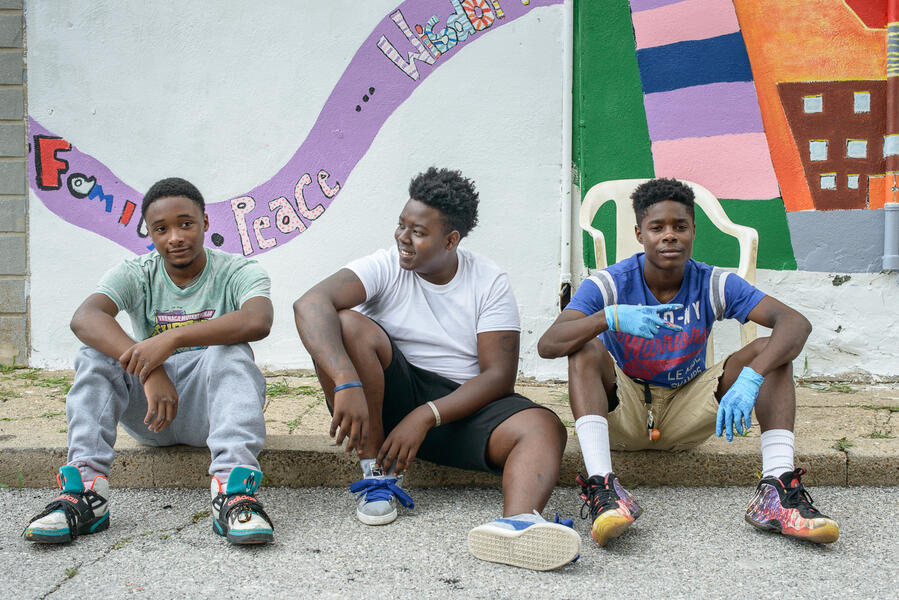 Troy, Dereek, and Donta at the Bruce Street Park, Baltimore, Maryland, 2015