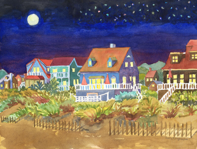 Moon Over Beach Houses